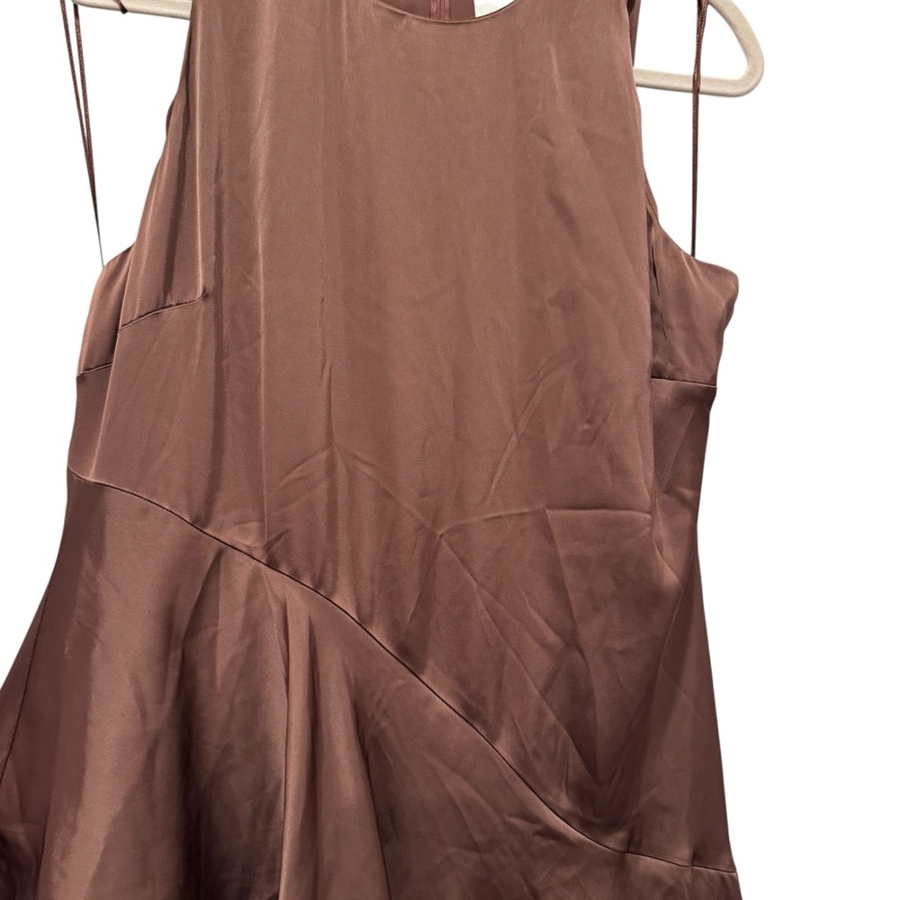 NWT Parker Angie Layered Ruffle Satin Maxi Dress Formal Wedding Brown Umber 12 - Picture 6 of 16